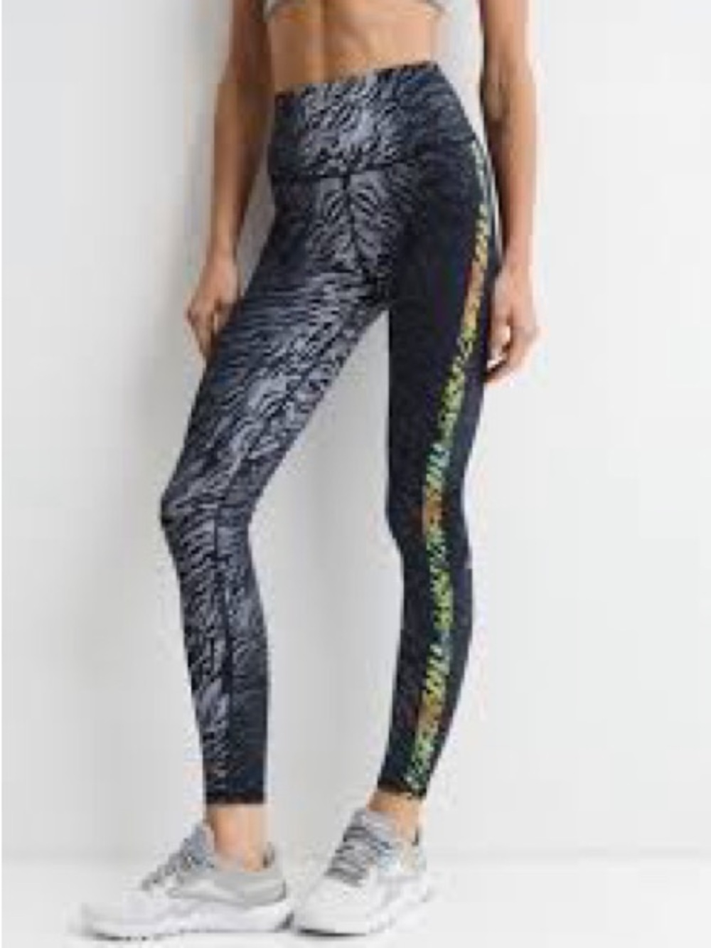 ALO Yoga Vapor High Waist Zebra Tiger Print Leggings Neon Rainbow Stripe